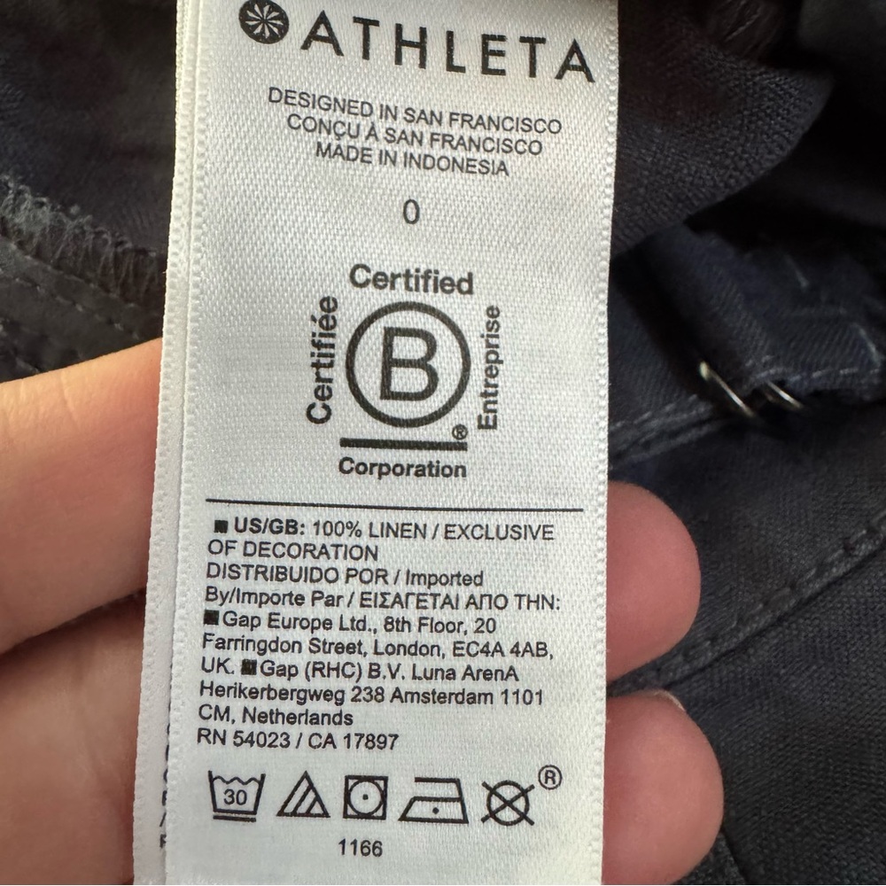 ATHLETA Voyager 100% LINEN Relaxed Shorts Granite Blue Adjustable Waist. NWT. 0 - Picture 11 of 15